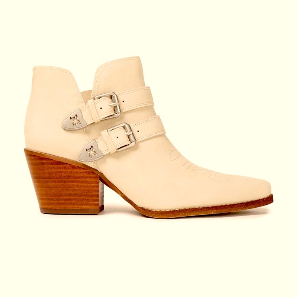 SAM EDELMAN
Windsor buckle-embellished leather ankle boots          (Size 7)